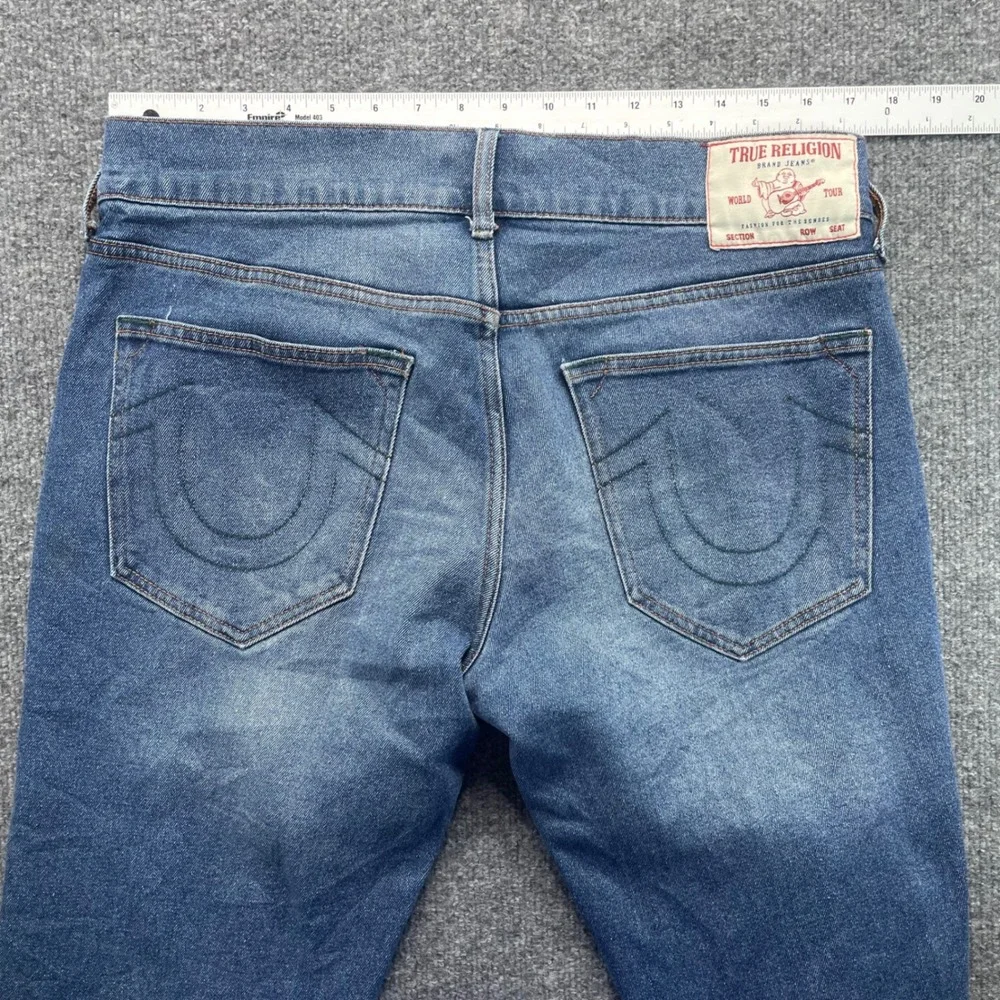 True Religion Ricky Relaxed Straight Jeans Mens 35 Blue Denim Pants